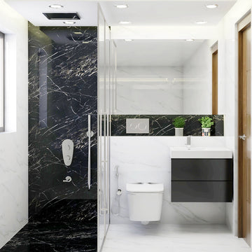 Contemporary Bathroom Design With Black Tiling